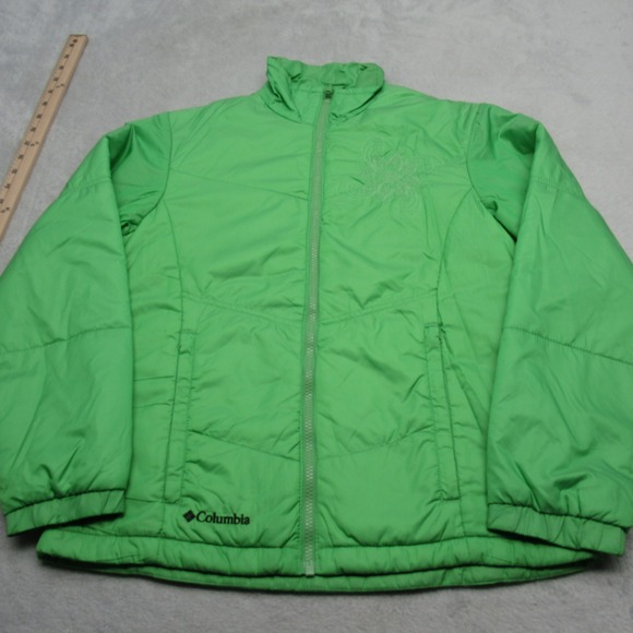 Columbia Jacket Womens Small Green Embroidered Interchange Insulated Puffer - Picture 2 of 16